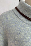 Scallop Trim Mock Neck Button Cardigan