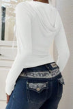 Ribbed Zip-Front Hooded Crop Hoodie