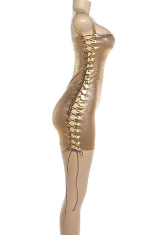 Lace-Up Side Bodycon Mini Dress