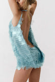Sequin Halter Sleeveless Mini Dress
