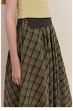 Pleated Plaid Midi Skirt