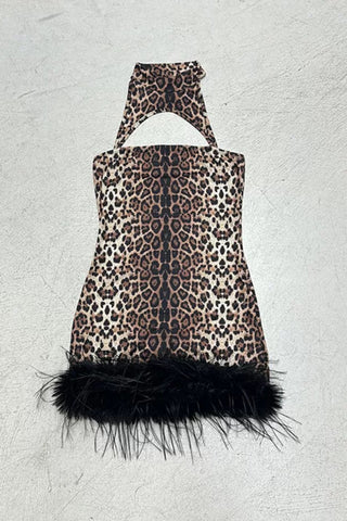 Halter Neck Leopard Print Mini Dress