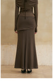 Draped Front High-Waisted Maxi Skirt