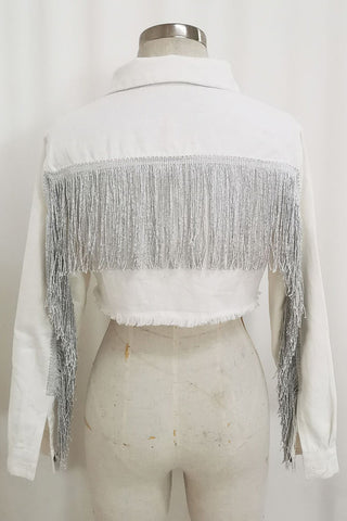 Fringed Cropped Denim Jacket