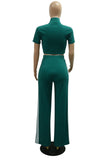 Zip-Up Crop Top and Wide-Leg Pants Set