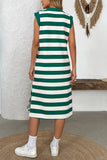 Striped Polo Neck Casual Dress