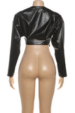 Asymmetrical Lapel Leather Jacket