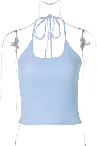 Halter-Neck Ribbed Tank Top