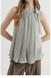 Tie-Shoulder Pleated Back Blouse