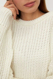 Textured Knit Crew Neck Oversized Sweater