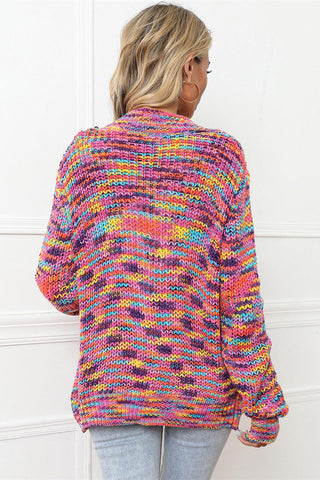 Multicolor Knit V-Neck Button Cardigan