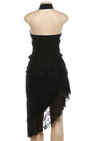 Halter Neck Skirt Set with Asymmetrical Hem
