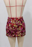 Floral Sequin Bodycon Mini Skirt