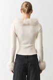 Faux Fur Trim V-Neck Crop Top