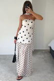 Scarf Detail Polka Dot Maxi Dress