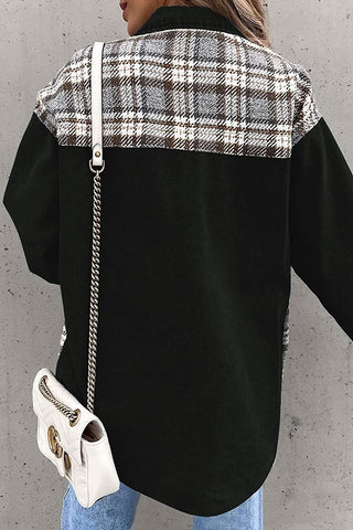 Plaid Patchwork Button-Front Jacket