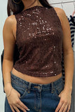 Sequin Sleeveless Crop Tank