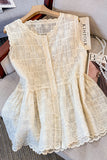 Button-Front Lace Tank Top
