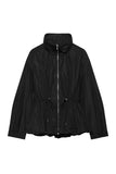 High-Collar Drawstring Waist Zip-Up Jacket