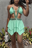 Strappy Layered Hem Casual Dress