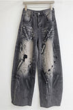 Wide-Leg Denim Jeans with Statement Design
