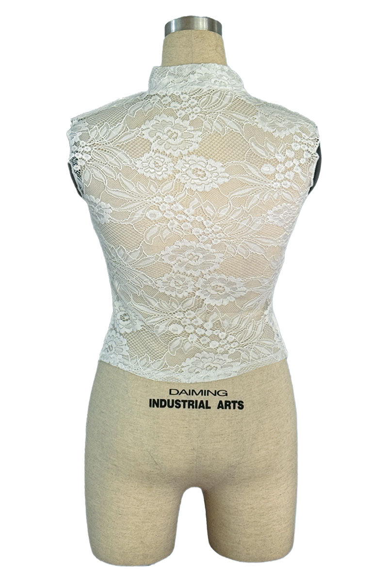 Lace Cutout Mock Neck Crop Top