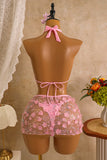 Floral Lace Bikini Set with Cover-Up