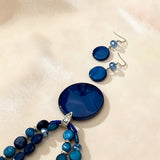 Round Pendant Beaded Necklace and Earrings Set