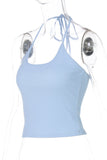 Halter-Neck Ribbed Tank Top