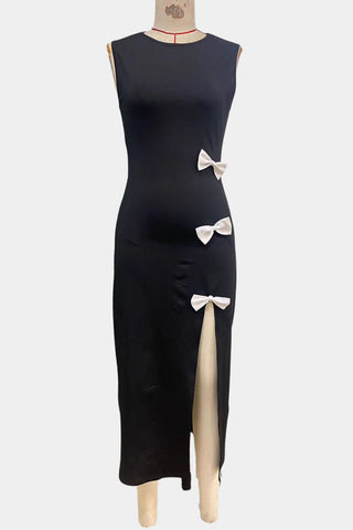 Elegant Bow Accent Casual Dress