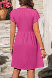 Button-Front Flutter Sleeve Dress