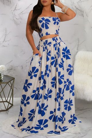 Strapless Floral Maxi Skirt Set