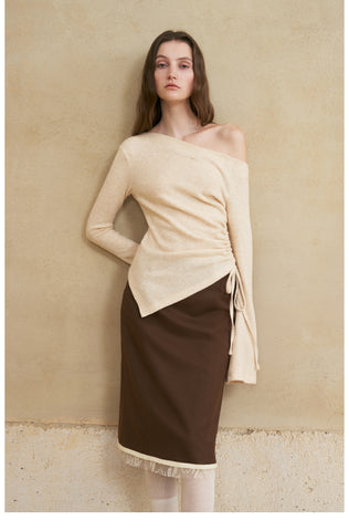 Asymmetrical Ruched Long Sleeve Top