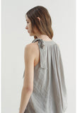 Tie-Shoulder Pleated Back Blouse