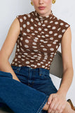 Polka Dot Ruched Mock Neck Tank