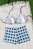 Polka Dot Halter Shorts Bikini Set
