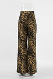 Leopard Print High-Waist Wide-Leg Casual Pants