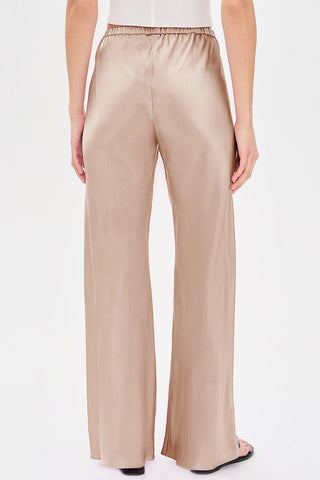Satin Smocked Waist Wide-Leg Casual Pants