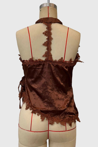 Lace Halter Tie-Front Tank