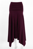Ruched High-Waist Asymmetrical Midi Skirt
