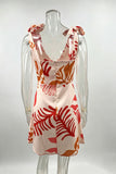 Tie-Strap Floral Bodycon Mini Dress