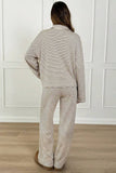 Striped Long Sleeve Collared Loungewear Set