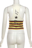 Graphic Halter Striped Crop Top