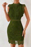 Lace High-Neck Cutout Casual Dress