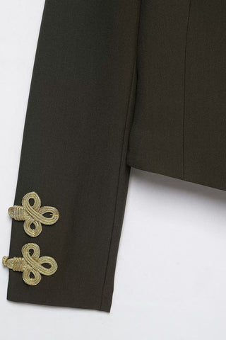 Braided Epaulet Military Crop Jacket