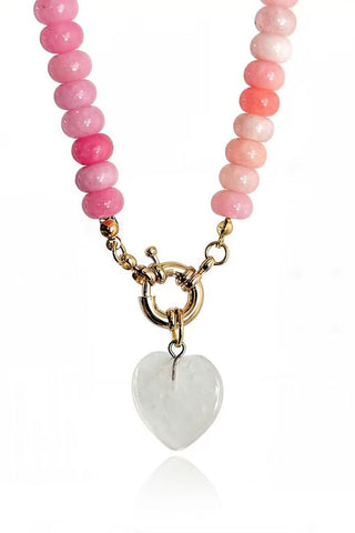 Multi-Strand Beaded Necklace with Heart Charm