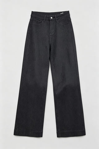 Stripe Embellished Wide Leg Jeans