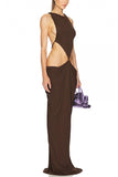 Cutout Ruched Draped Maxi Dress