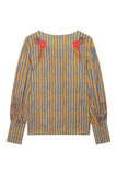 Striped Floral Puff Sleeve Jacket
