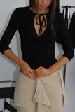 Tie-Neck Wrap Front Crop Top